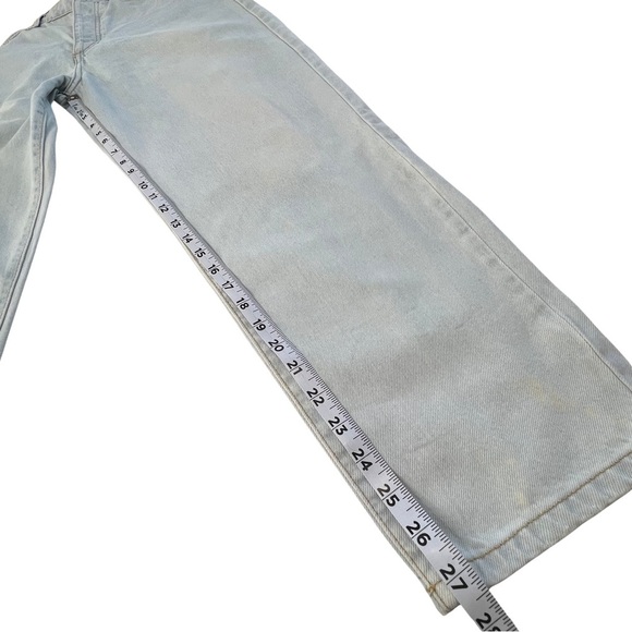 Forever 21 Jeans Premium Barrel Hi Rise Distressed Button Fly Light Blue Wash 30 - Picture 11 of 16